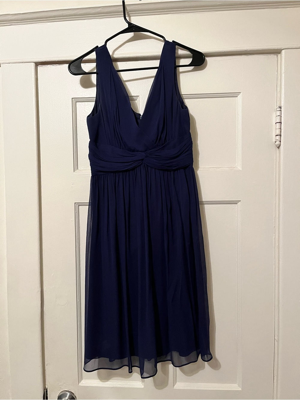 Donna Morgan “Jessie” Deep Navy V-Neck Silk Dress